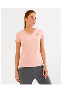 SKECHERS Graphic Tee's W OLK Basic V Neck T-Shirt Kadın Pembe Tshirt