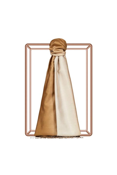 ipekevi Kahverengi Degrade Tek Taraflı Ipek Fular Şal