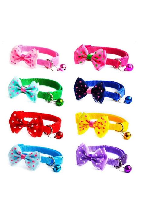 BİTERSE Çıngıraklı Papyon Tasarımlı Kedi Ve Küçük Irk Köpek Tasması