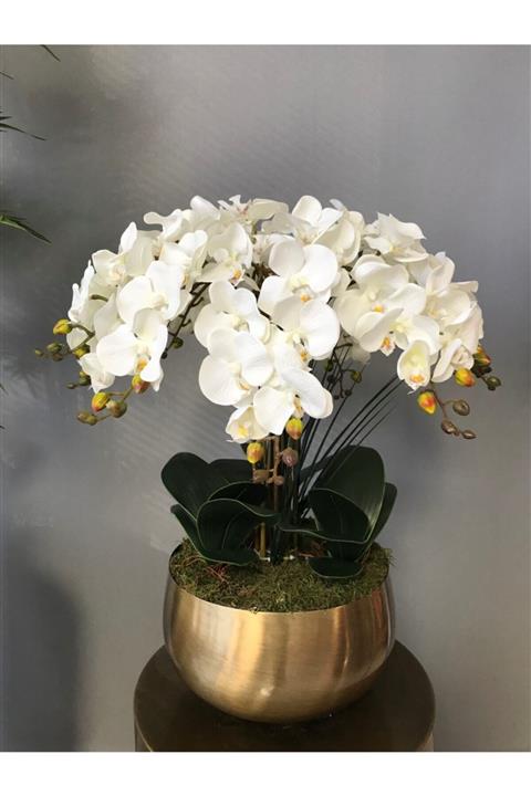LİLOTEHOME 10 Dal Ipek Kumaş Orkide Aranjman
