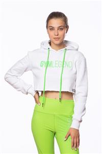 Gymlegend Siren Kadın Kapüşonlu Kısa Sweatshirt - Beyaz