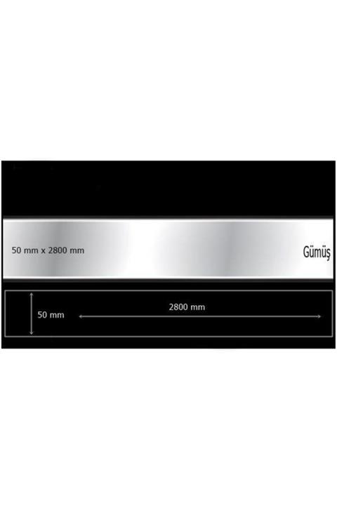 EYM Dekoratif Aynalı Pleksi Şerit Süs Gümüş 50 Mm X 2800 Mm Mobilya Dolap Süsü