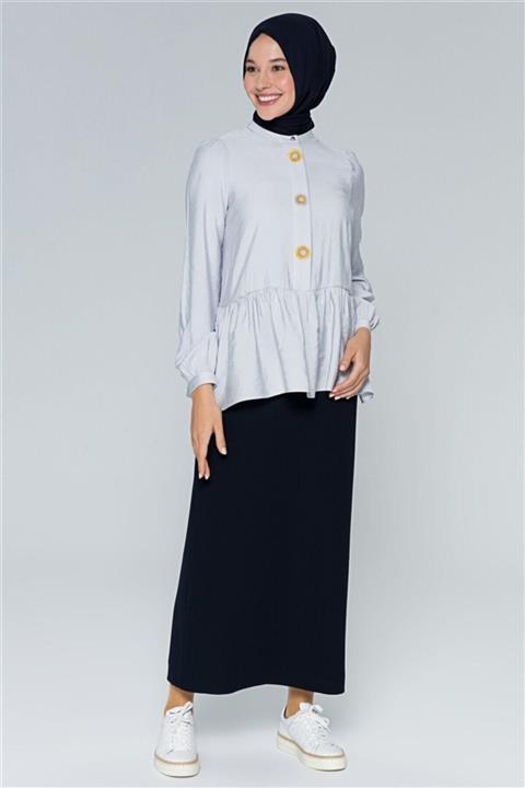 Armine Büyük Düğmeli Gömlek 20ya3855 Gri
