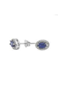 Iryum 0.10 Karat Pırlantalı Safir Küpe Pe1691os