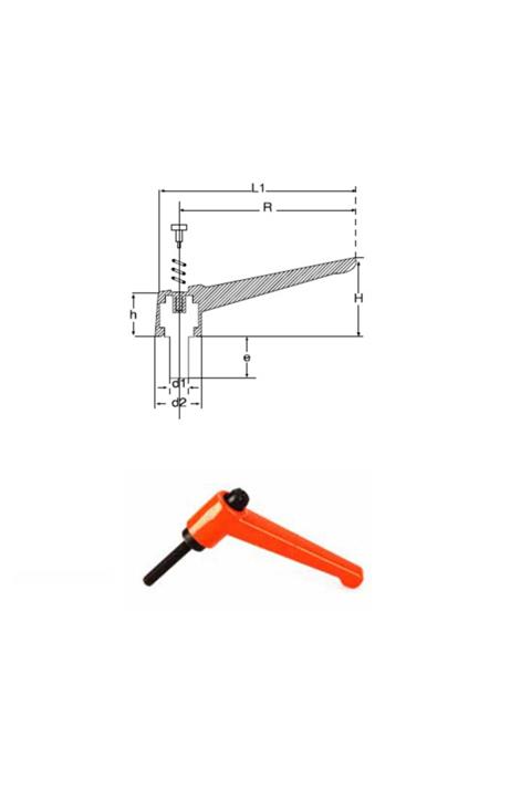 YİSA Yükseklik-85 En-28 Civata-m-10 Metal Sustalı Kol Civatalı Statik Boyalı Turuncu-25 Ad.