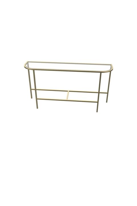 MAKSA Lauretta 150cm Temperli Cam Satine Pirinç Konsol