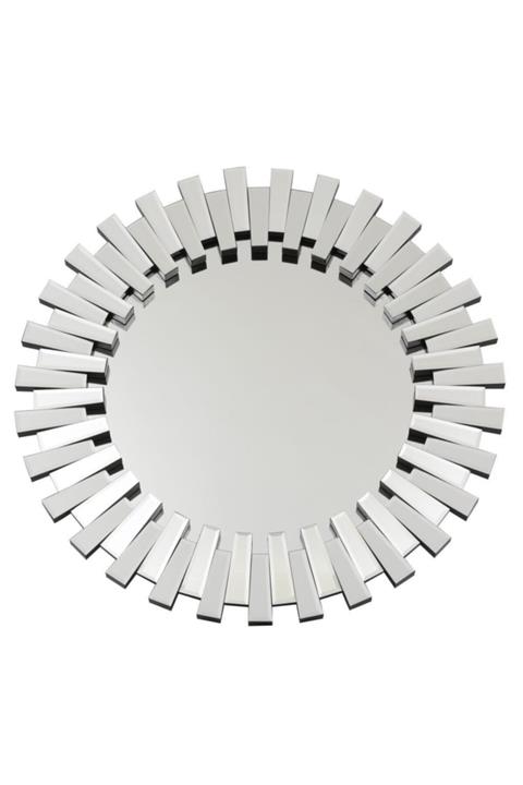 Fidex Home Lüks Piyano Modern Yuvarlak Büyük Ayna 104cm Gümüş