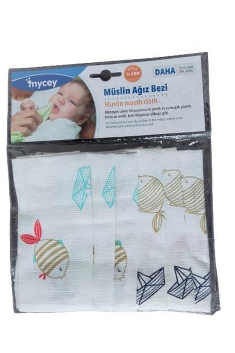 mycey Müslin Kumaş Ağız Bezi 6'lı Set Denizci Desenli