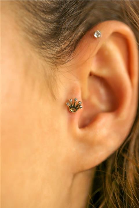 Başbuğ Mücevher 14 Ayar Altın Tragus Küpe