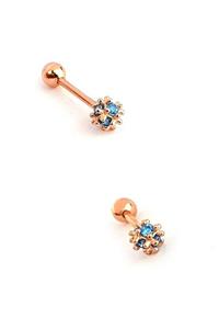 OSESHOP Aquamarin Taşlı 925ayar Gümüş Rose Tragus Kıkırdak Piercing