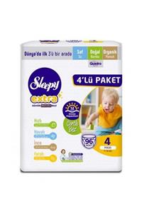 Sleepy Extra Günlük Aktivite Bebek Bezi 4lü Jumbo 4 Beden 7-14 kg 96 Adet