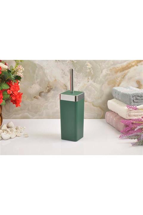 İmera Akrilik Yapım Gümüş Çizgi Soft Banyo Kare Tuvalet Fırçası Wc Fırçası Yeşil