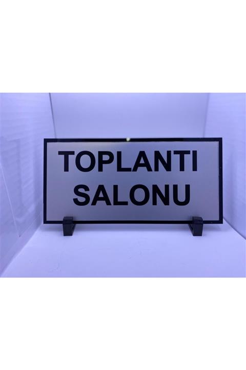 es baskı reklam Toplantı Salonu Kapı Isimliği Siyah Plexi + Gümüş Metal