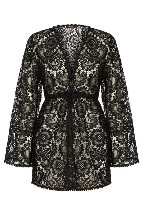 Vassa Violeta Siyah Kimono