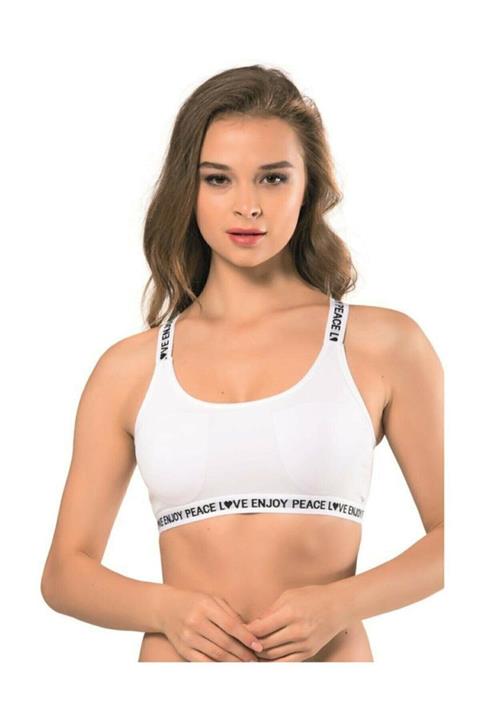 Elif Butik Kadın Beyaz Sırtı Çapraz Destekli Ultra Spor Fitness Sütyen