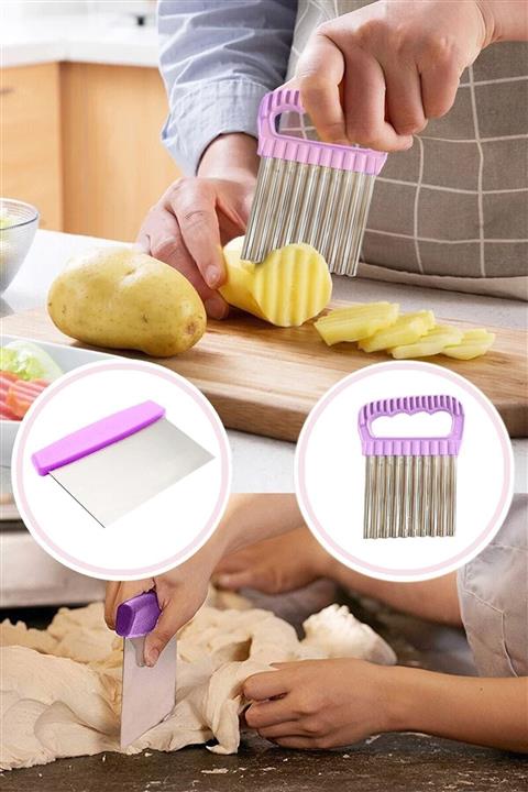 ModernAVM Hamur Kesme Spatulası & Patates Cips Kesici 2'li Set