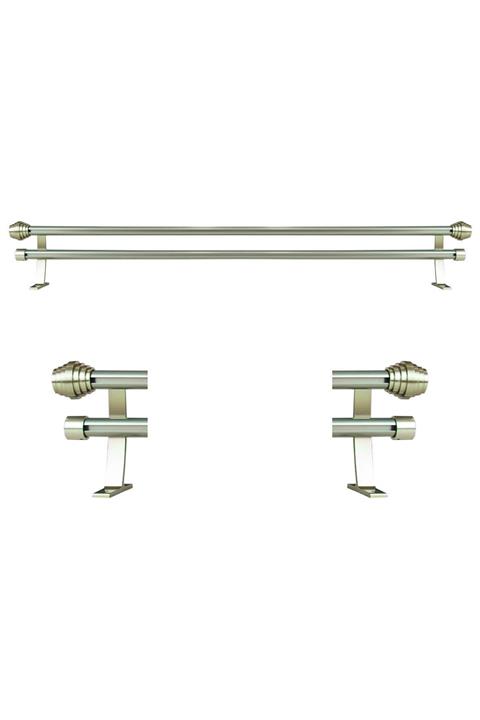 Perdejim Gri Alüminyum Çift Raylı Rustik Perde Askısı Rustik Borusu 150 Cm Ak03