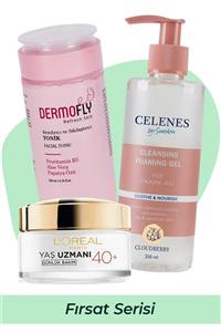 Dermofly Tonik & Loreal Yaş Uzmanı 40+ & Celenes Yüz Yıkama Jeli