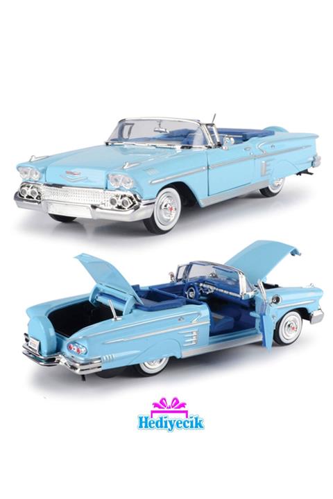 hediyecik 1:24 Chevrolet Impala Cabrio 1958 Diecast Koleksiyon Model Araba Mavi