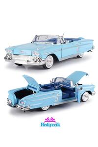 hediyecik 1:24 Chevrolet Impala Cabrio 1958 Diecast Koleksiyon Model Araba Mavi