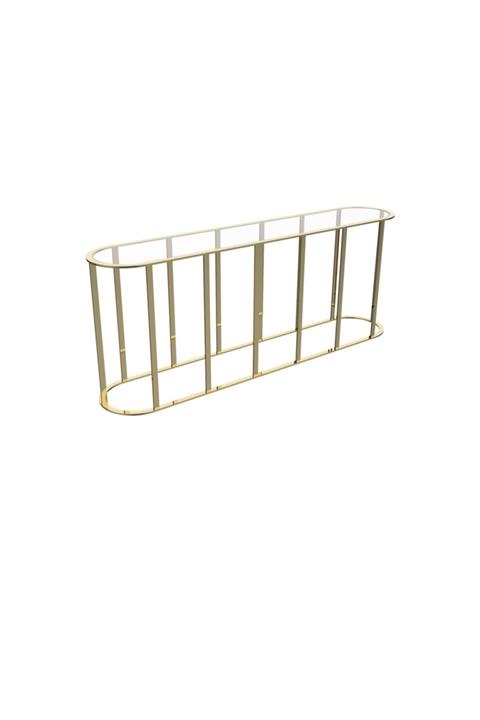 MAKSA Emma 200cm Temperli Cam Parlak Pirinç Konsol