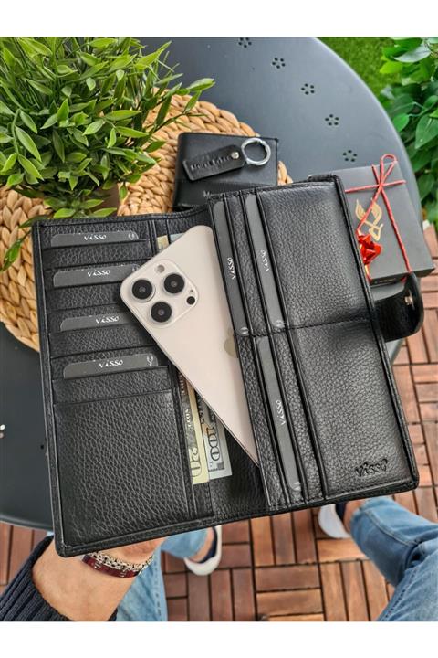 Visso leather Deri Telefon Bölmeli Cüzdan El Çantası