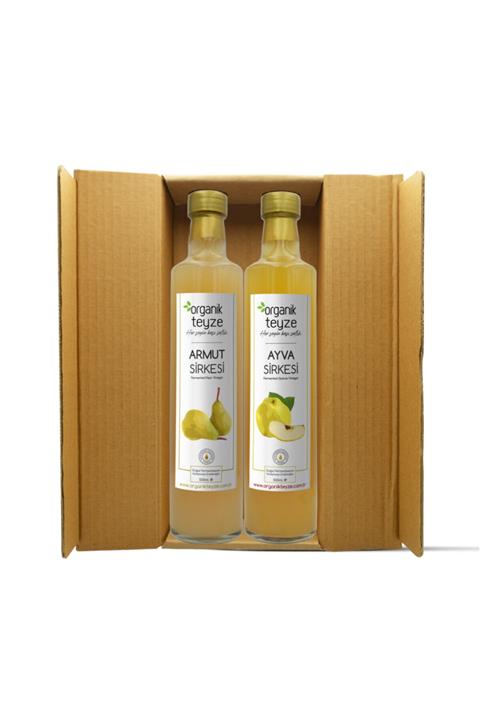 Organik Teyze Doğal Fermantasyon Armut Sirkesi & Ayva Sirkesi 500ml - 2'li Yılbaşı Sağlık Paketi