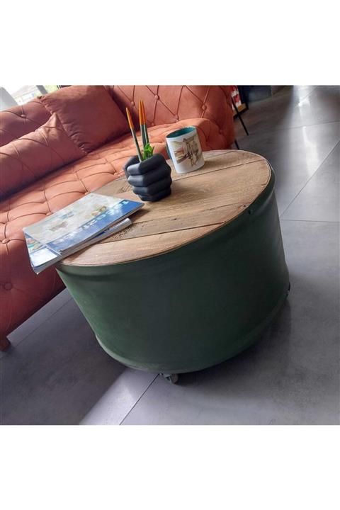 kho military design Haki Varil Gövde Tekerlekli Sehpa Modeli