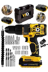 HD Hammer Drill American 48 V 6 Ah St-power Metal Şanzuman Bakır Sargılı Çift Akülü Şarjlı Vidalama 27 Parça Set