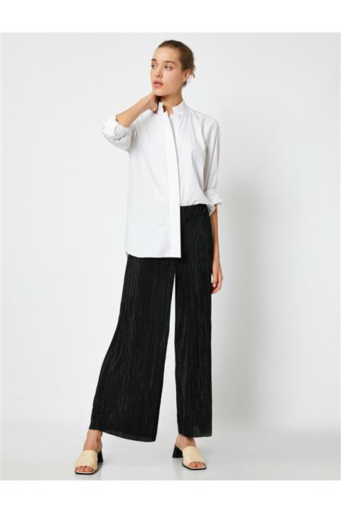 Koton Kadın Siyah Genis Paça Kadife Pantalon