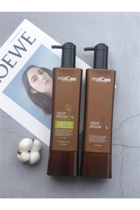 Maxcare Argan Yağlı Saç Bakım Seti / Günlük Şampuan & Saç Kremi 800 ml
