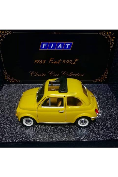 Depo Çarşı 1968 Fiat 500 L Sergileme Standı İle Birlikte Diecast Model Metal Araba