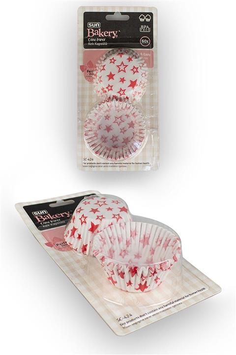 Sun Plastik 60'lı Muffin/cupcake Desenli Kağıt Kek Kalıbı Kek Kapsülü