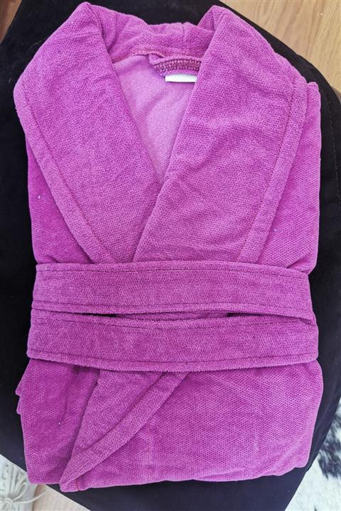 Hera Concept By Hülya Genç Mor Havlu Dokulu Kumaş Sabahlık