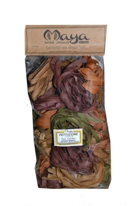 MAYA DOĞAL ÜRÜNLER Fettuccıne Integral Tam Çavdar Karışık Sebzeli Kepekli Makarna 500gr
