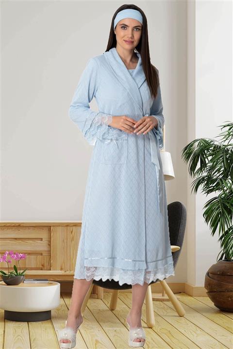 Mecit Pijama Mavi Triko Kadın Sabahlık