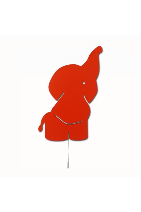 Trizone Ahşap Aydınlatma Çocuk Odası Ahşap Aydınlatma Kırmızı Fil