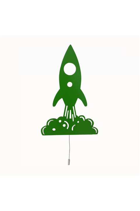 Trizone Ahşap Aydınlatma Çocuk Odası Ahşap Aydınlatma Yeşil Roket