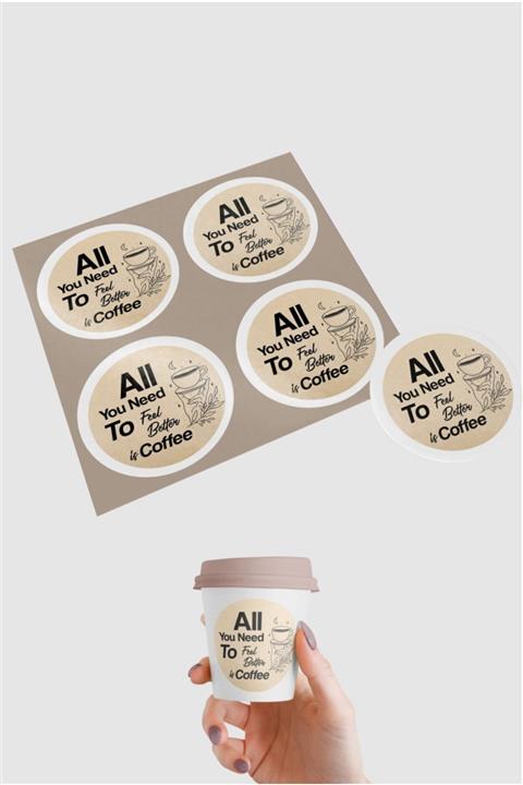 Spacepiks Kahve Sticker 115 Adet 4 cm Çapında