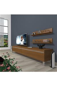 Decoraktiv Naturel Ceviz Eko 4 Mdf Std Krom Ayaklı Tv Ünitesi Sehpası