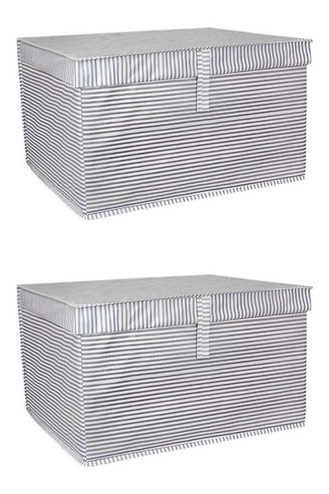 tofipashop 2 Adet Kapaklı Çok Amaçlı Çamaşır Saklama Düzenleme Hurç, Kutu Maxi 50x40x30 Gri