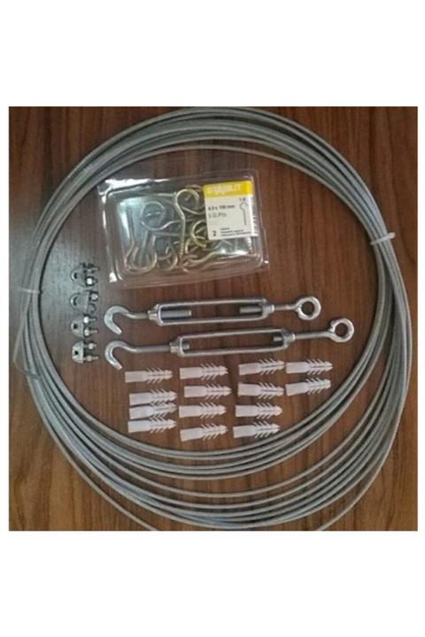 ÜNALLARTARIM File Montaj Mazemesi 8 Metre Için Kanca Dubel Çelik Halat File Montaj Aparatı