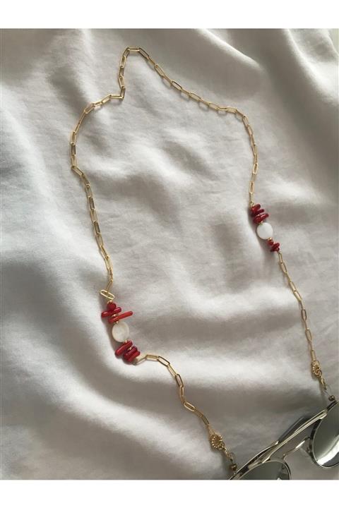 KKdesignjewelry Mercan Zincir Karışımı Gözlük Askısı Ve Kolye