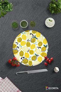 Decorita Sarı Limonlar | Cam Kesme Tahtası - Cam Kesme Tablası | Çap 32cm