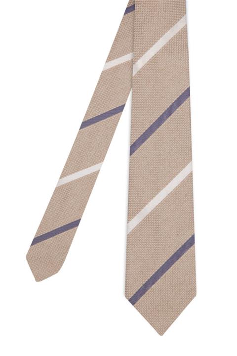 W Collection Bej Çizgili Desen Kravat