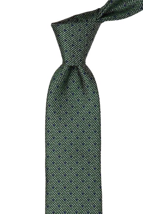 Kravatkolik Erkek Yeşil Puantiye Desen Mendilli Klasik Kravat Kk10565