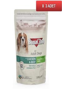 BonaCibo Pouch Tavuklu Dana Etli Köpek Konservesi 100 gr (3 ADET)