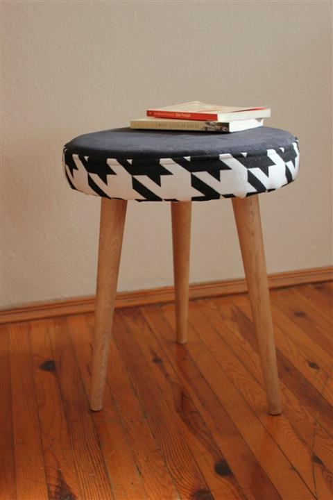 albatros collection Gürgen Ahşap Ayak Dekoratif Kazayağı Desenli Puf Tabure Silindir Bench Koltuk Sandalye