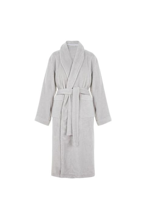 HIZSOY TEKSTİL Açık Gri Şal Yaka Bornoz