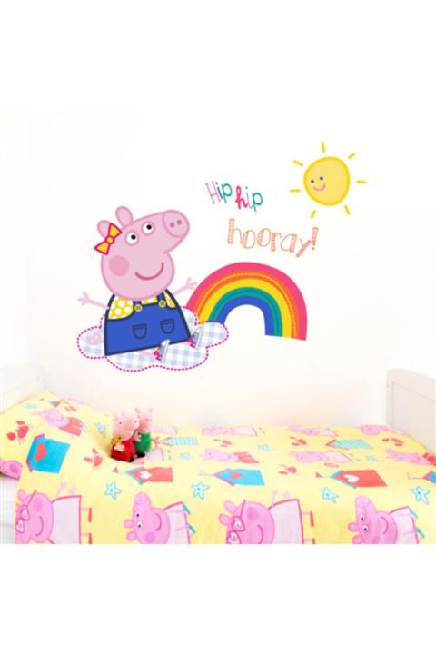 MyHappyPlace Peppa Gökkuşağı Bebek Ve Çocuk Odası Dekoratif Duvar Çıkartması Sticker